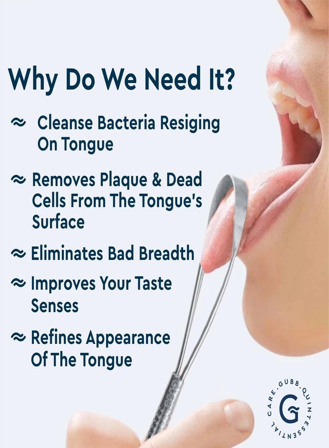 GUBB Metal Tongue Cleaner For Kids & Adults | For Fresh Breath & Bacteria Removal | Improved Taste Sense & Oral Hygiene | Ayurvedic Tongue Scraper For Bad Breath (With Loop) - Image 4